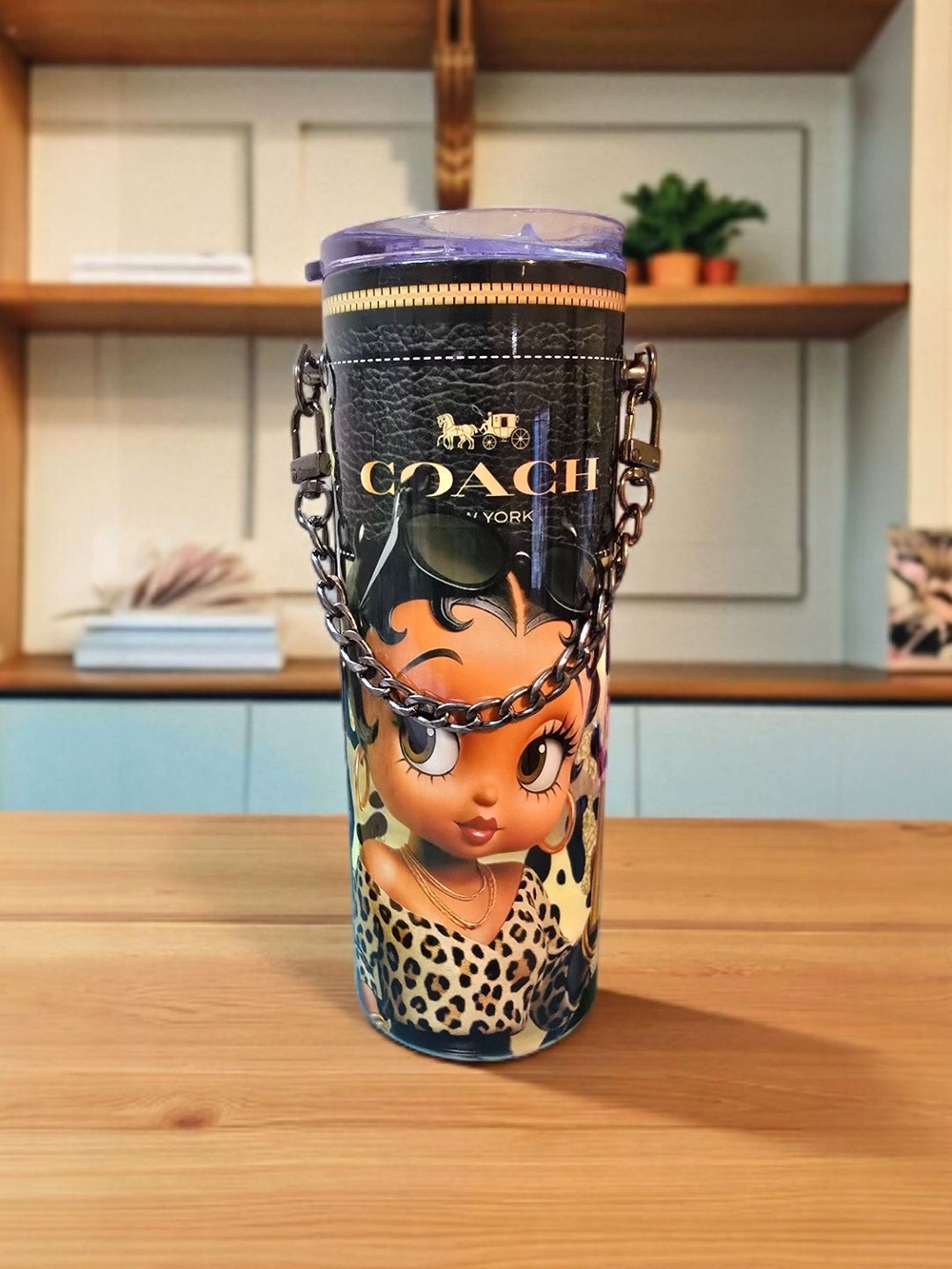 Betty B 20 oz Tumbler in Black & Leopard